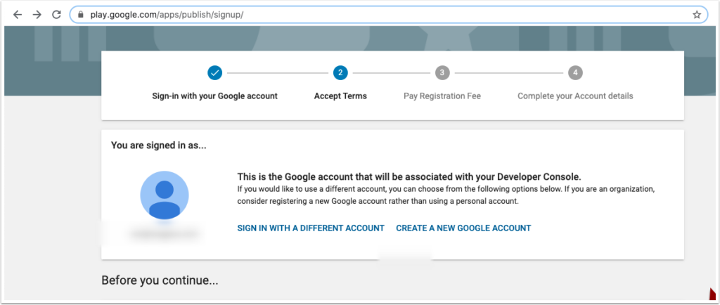 create a google play developer account